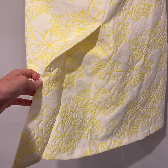 Shoshanna Yellow Floral Faux Wrap Cut Out Mini Dress Size 4 - Picture 7 of 8